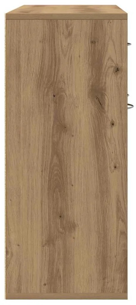 kézműves tölgy színű szerelt fa tálalószekrény 88x30x70 cm