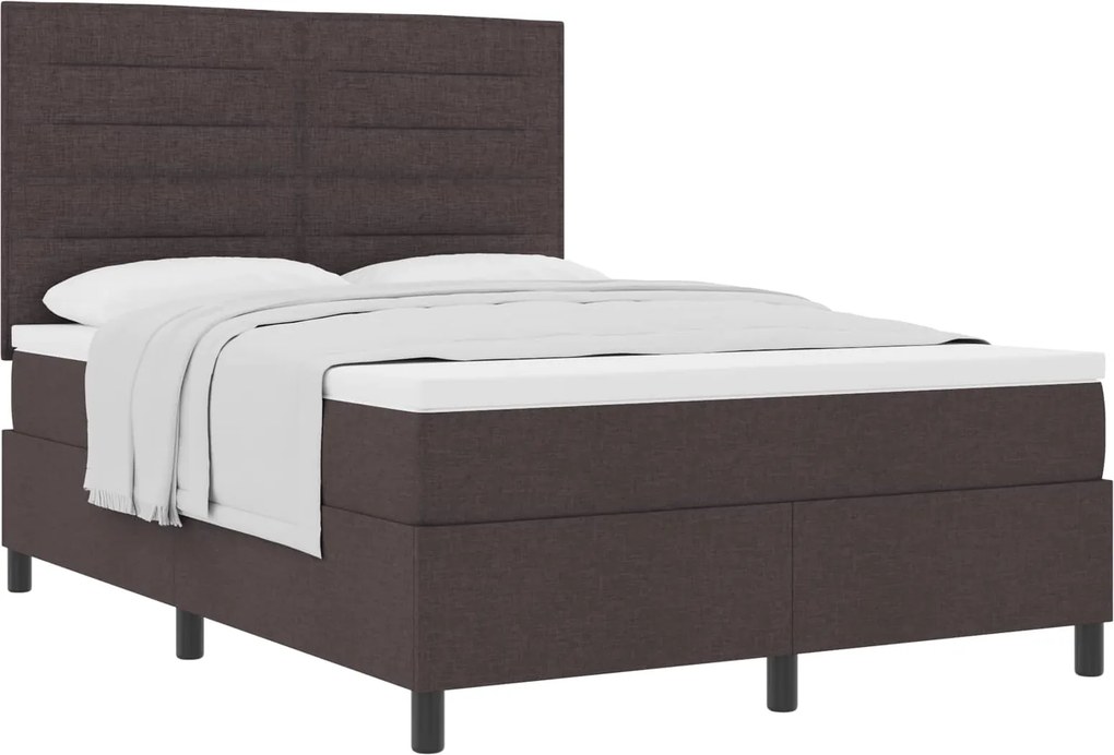 vidaXL Boxrugós ágy matracmal Sötét Barna 140 x 200 cm szövet