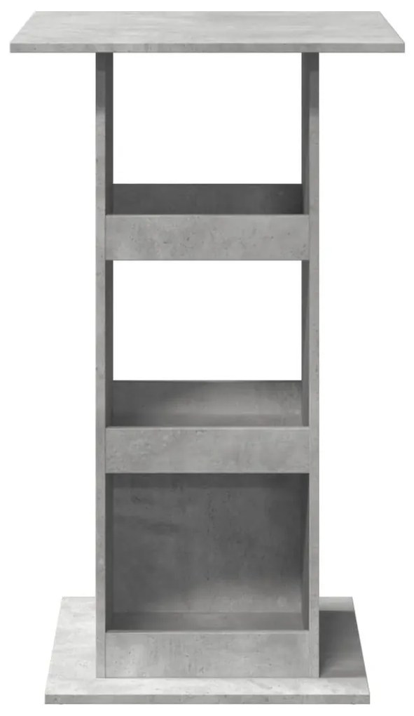 betonszürke szerelt fa bárasztal tárolóval 60 x 60 x 102 cm