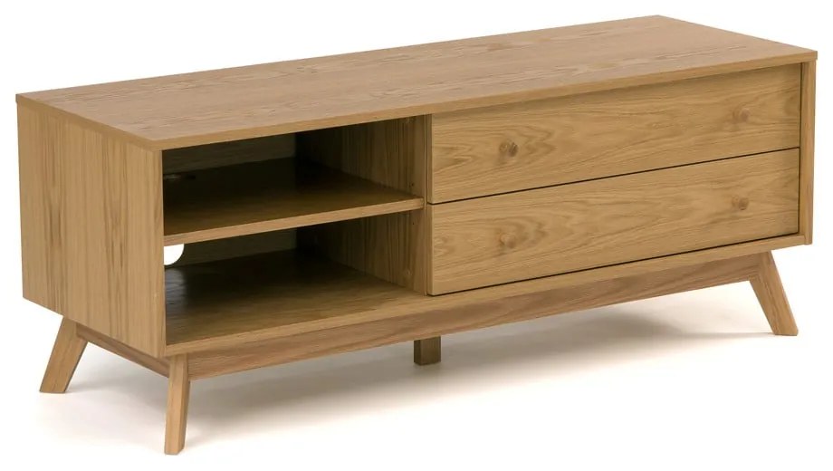 Natúr színű TV-állvány tölgyfa dekorral 130x50 cm Kensal – Woodman
