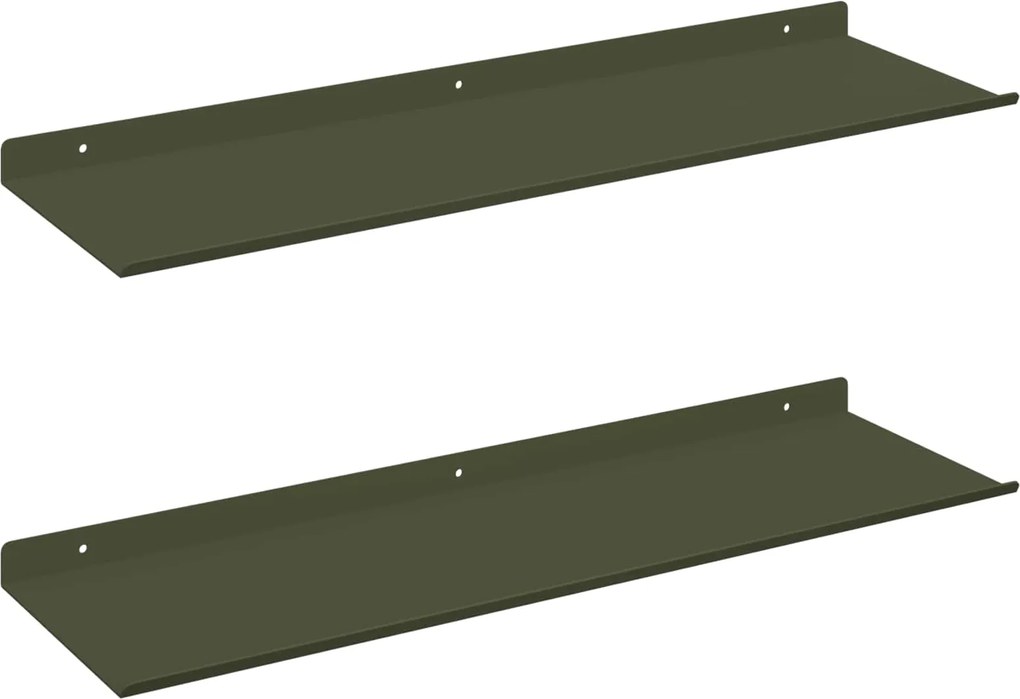 vidaXL Lebegő polc 2 pcs Olajzöld 60 x 18 x 2,5 cm Acél