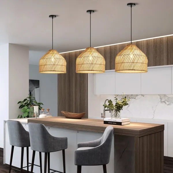 Immax 08264L - Csillár zsinóron PELO 1xE27/40W/230V átm. 40 cm rattan