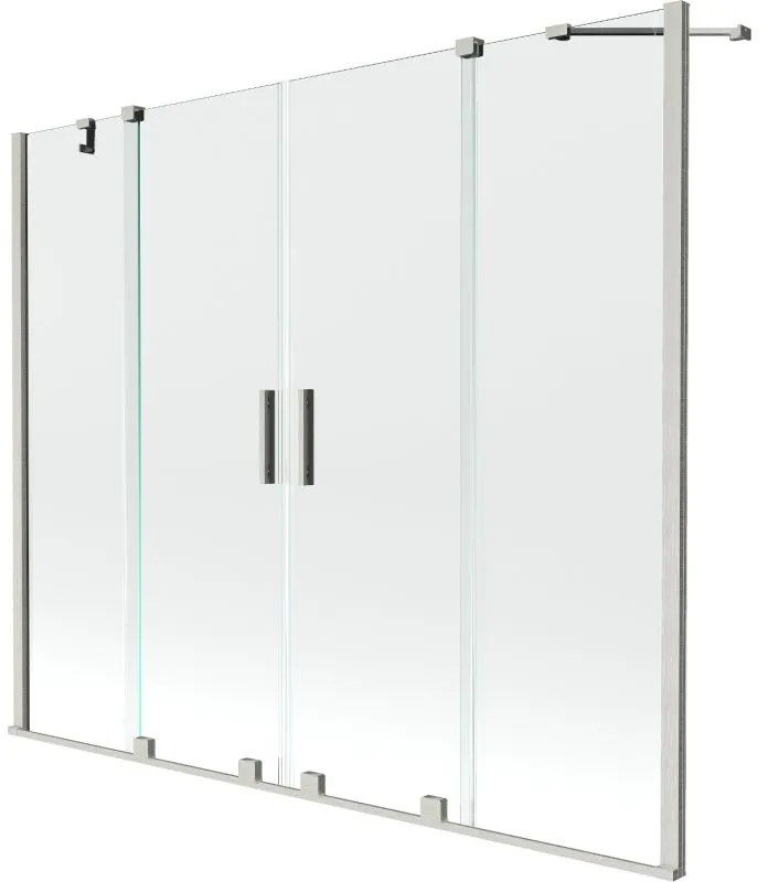 Mexen Velar Duo, 2 szárnyas eltolható kádparaván 180 x 150 cm, 8mm átlátszó üveg, csiszolt acél, 896-180-000-02-97