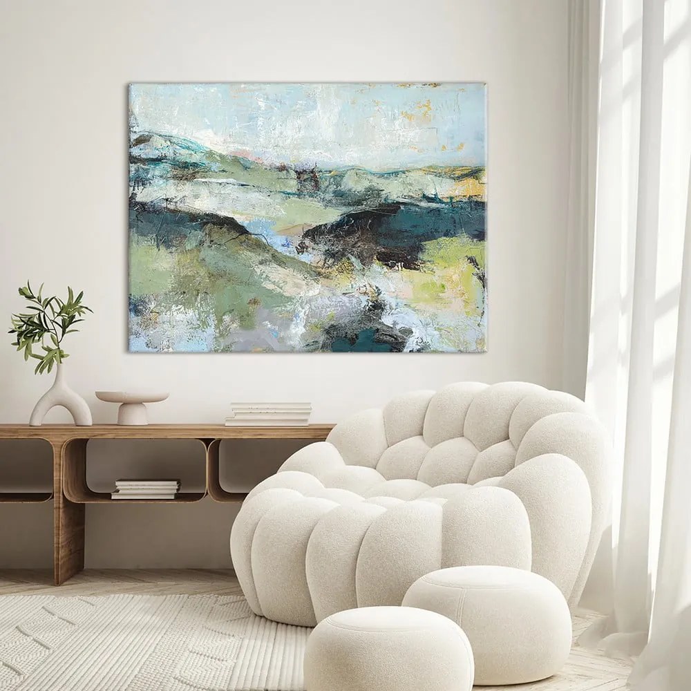 Kép kézzel festett részletekkel 118x90 cm Green Mountain – Malerifabrikken