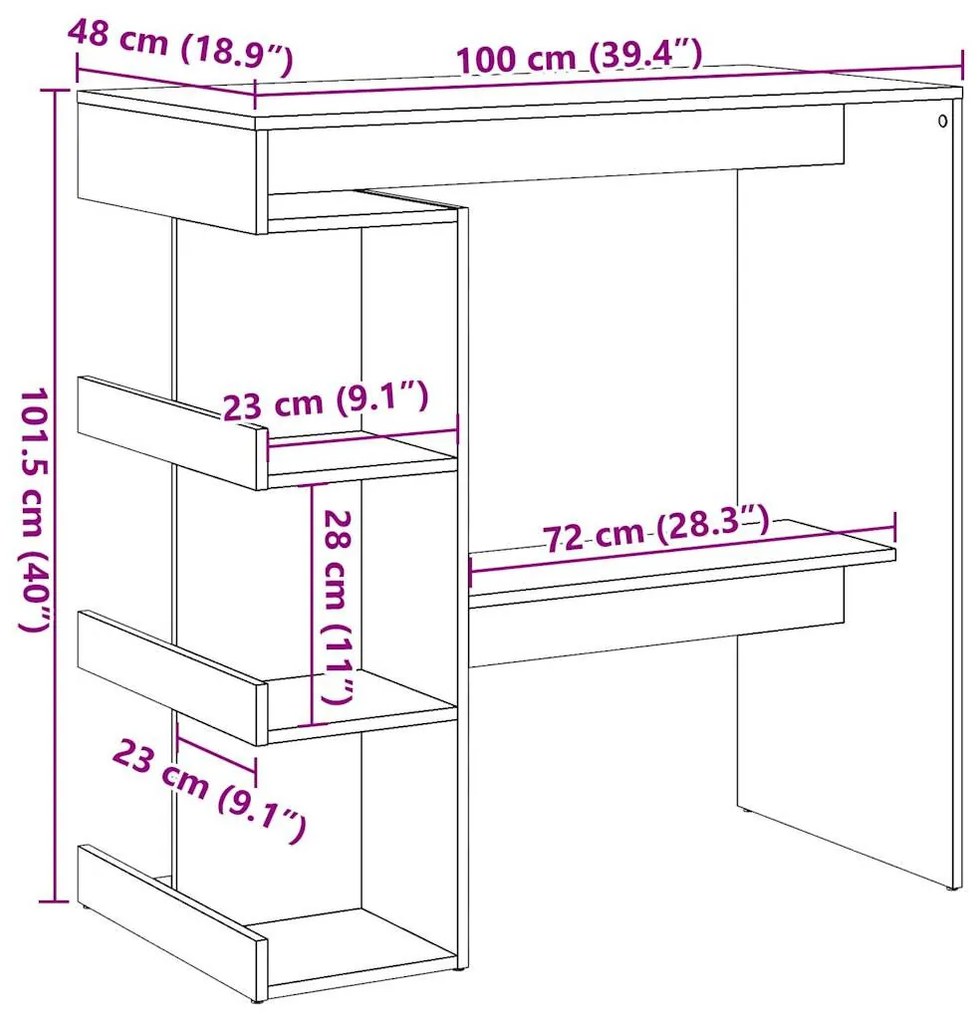 antik fa szerelt fa bárasztal tárolópolccal 100 x 48 x 101,5 cm