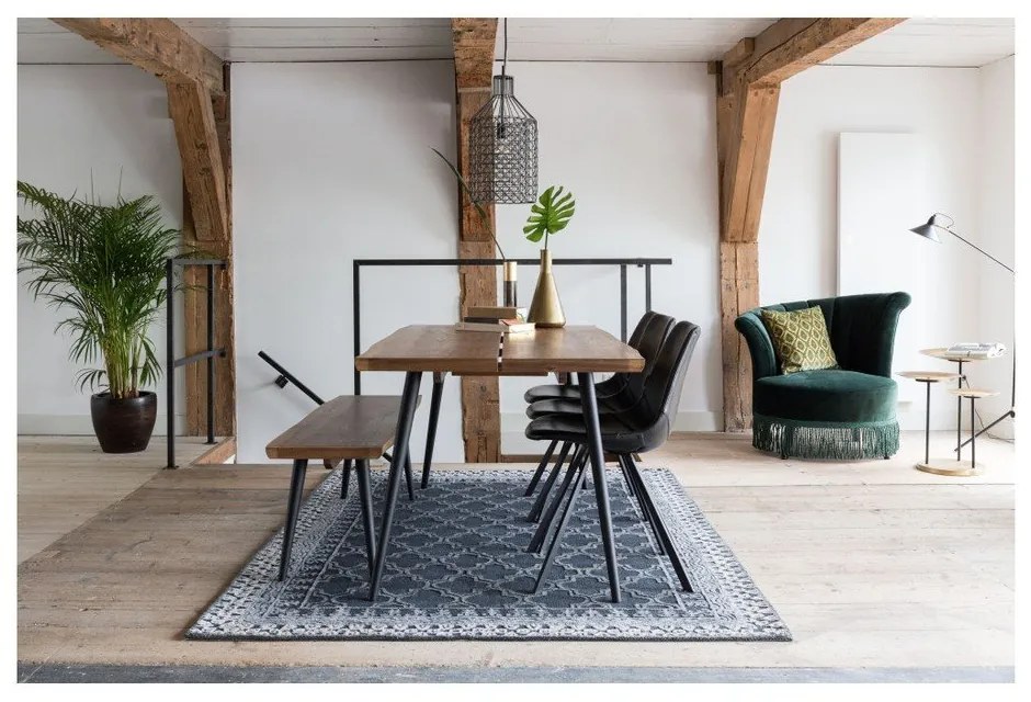 Alagon pad fekete acél lábakkal, hosszúság 180 cm - Dutchbone