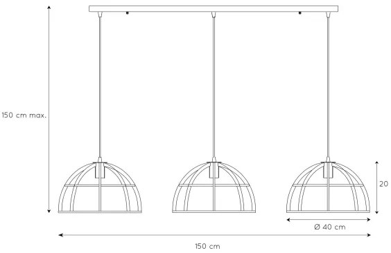 Lucide 76464/03/30 - Csillár zsinóron DIKRA 3xE27/60W/230V