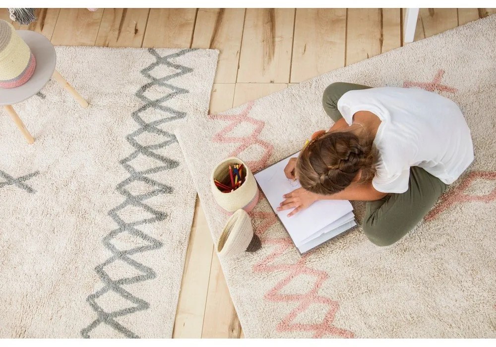 Kék-krémszínű mosható kézi szövésű pamut szőnyeg 120x160 cm Atlas Natural – Lorena Canals