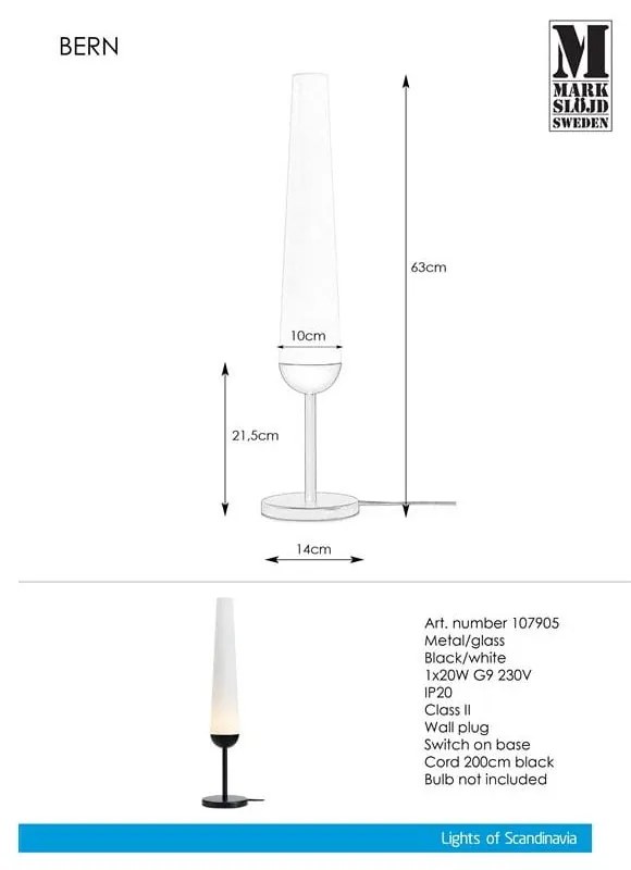 Bern asztali lámpa fekete talpazaton - Markslöjd