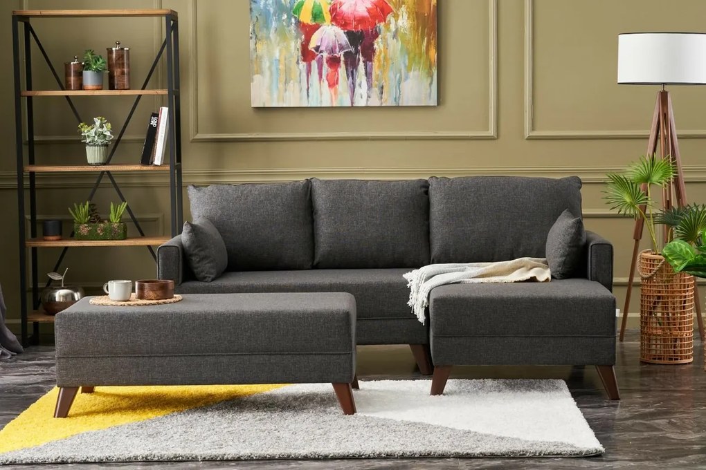 Bella Mini Right Anthracite kinyitható sarokkanapé