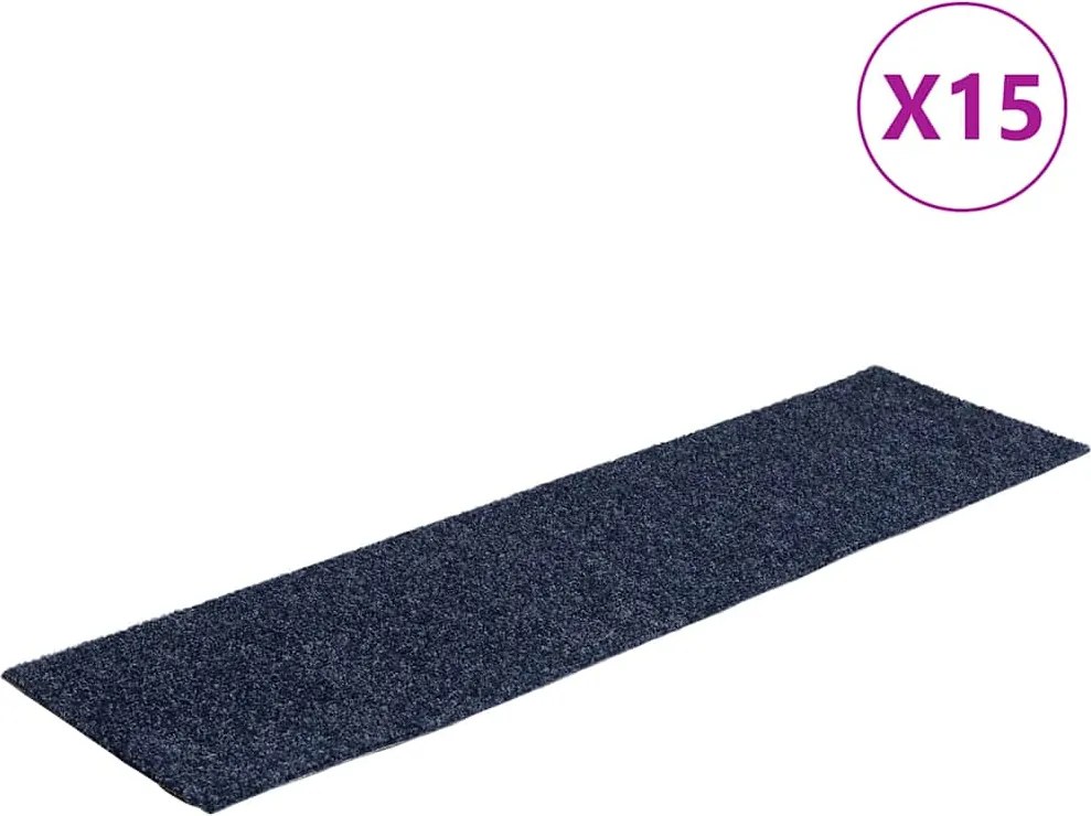 vidaXL 15 db öntapadós lépcsőszőnyeg, 76 x 20 cm, szürke-kék, téglalap alakú