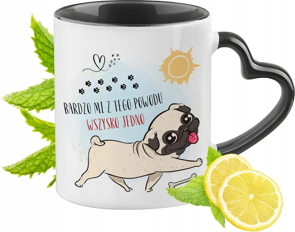 Kutya Bögre Fekete Szív Alakú Füllel Ajándék