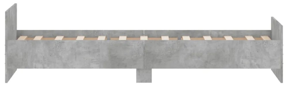 betonszürke egyszemélyes fa ágykeret 75 x 190 cm