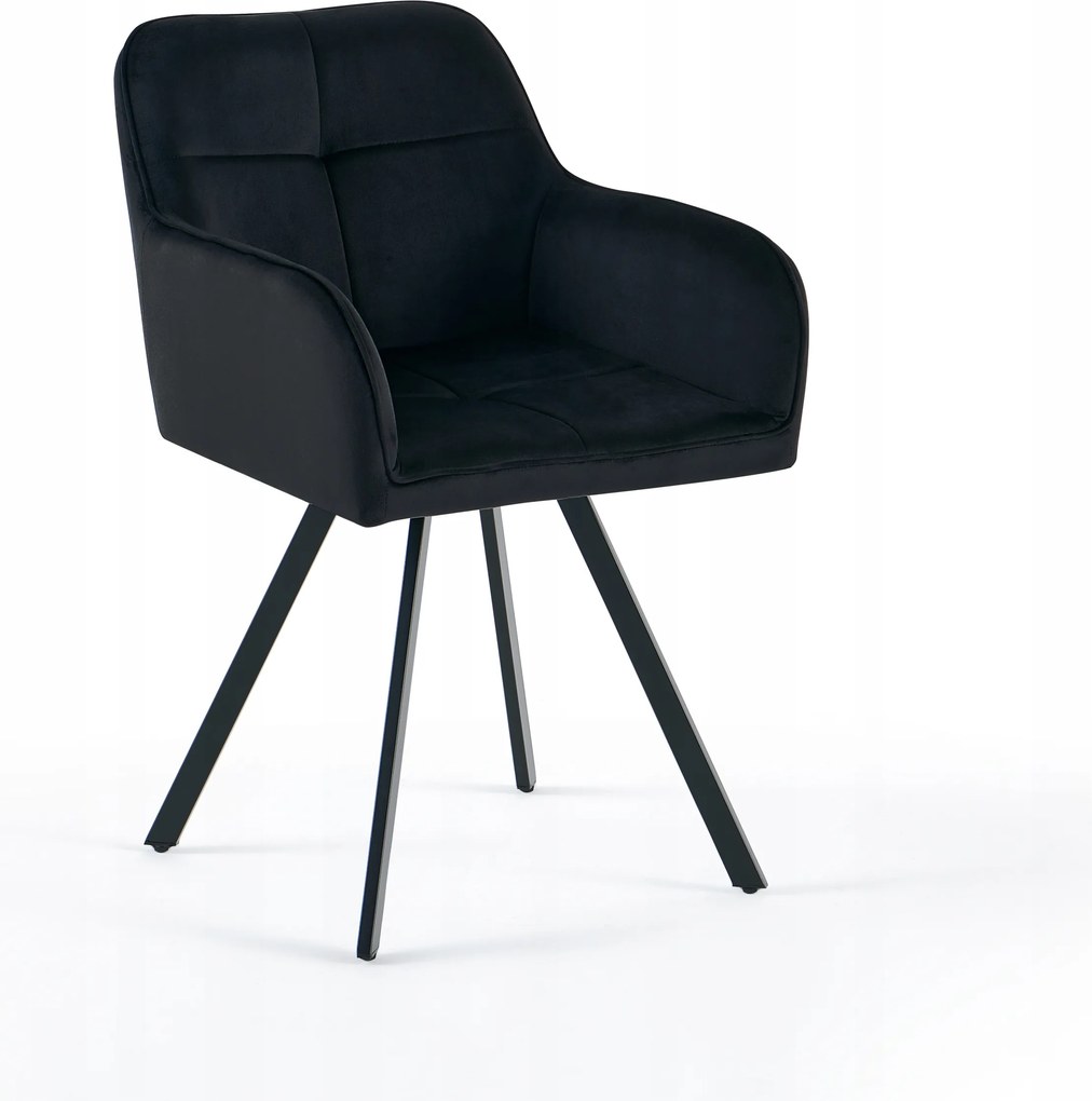 Velúr szék fekete étkező nappali fekete fém lábakkal