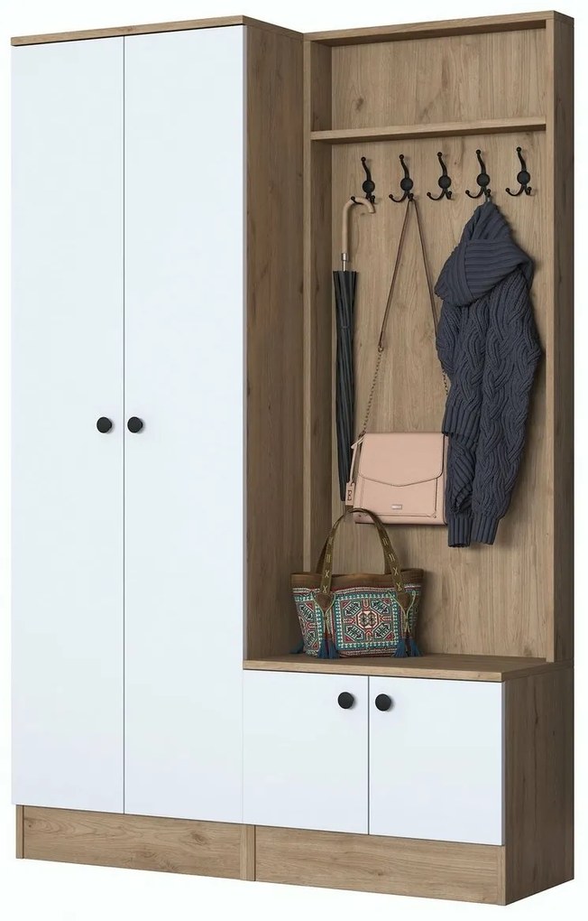 Előszoba szett Pone White and Walnut II