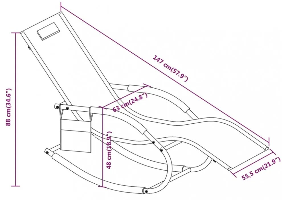 fekete acél és textilén hintázó napozóágy