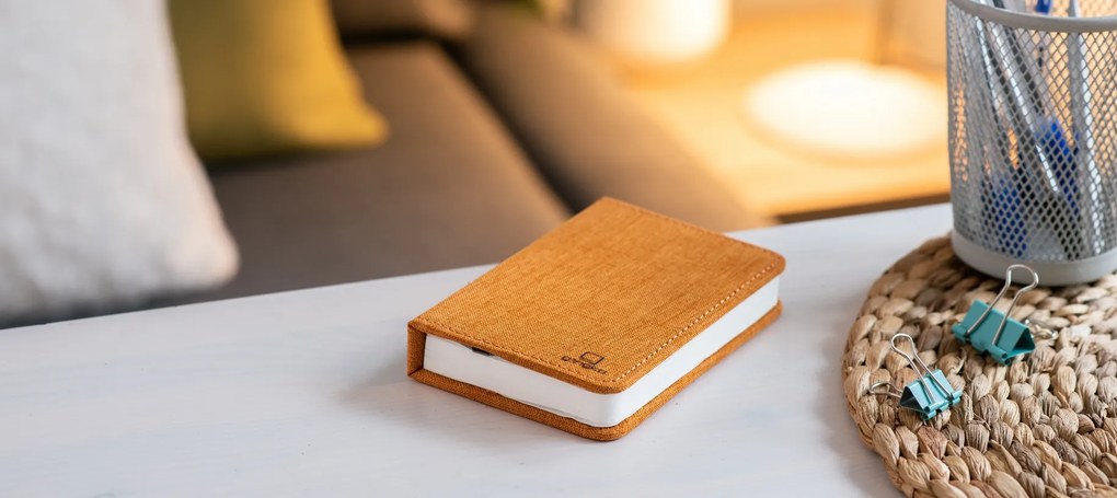 Összecsukható lámpa "Smart Book" mini, narancssárga textil - Gingko