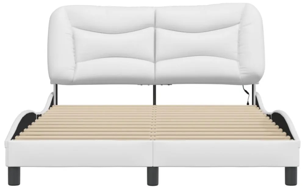 fehér műbőr ágykeret LED-világítással 120 x 200 cm