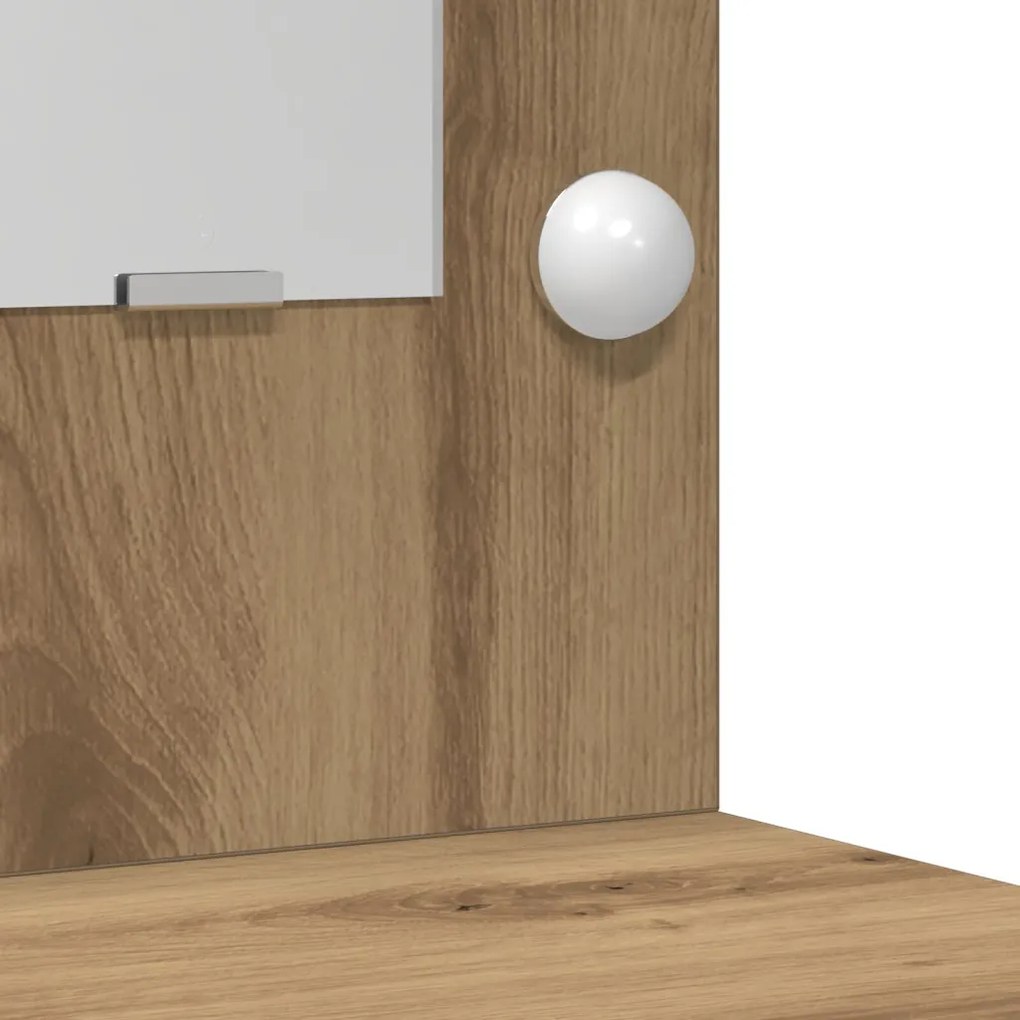 Sminkasztal Készlet 3 pcs kézműves tölgy 78.5 x 41 x 135 cm