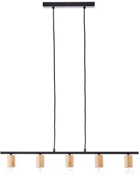 Brilliant - Függőlámpa kábellel KERRY 5xE27/40W/230V fekete/bambusz