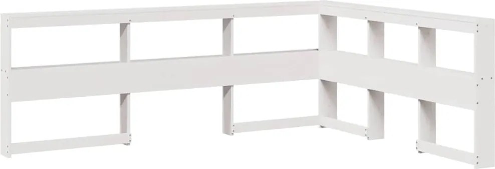 vidaXL Könyvespolc fejtámla L-alakú fehér 160 cm tömör fa fenyőfa