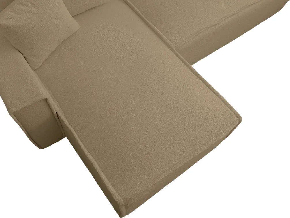 SMART BOUCLE L alakú kihúzható, megfordítható sarokkanapé 232x143 cm, sötétbézs