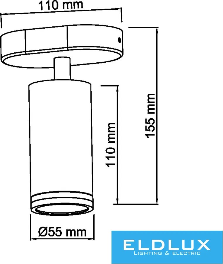 UNIVERSO Spot lámpatest 1xGU10 Max.35w IP20 D55x110x110mm Fehér