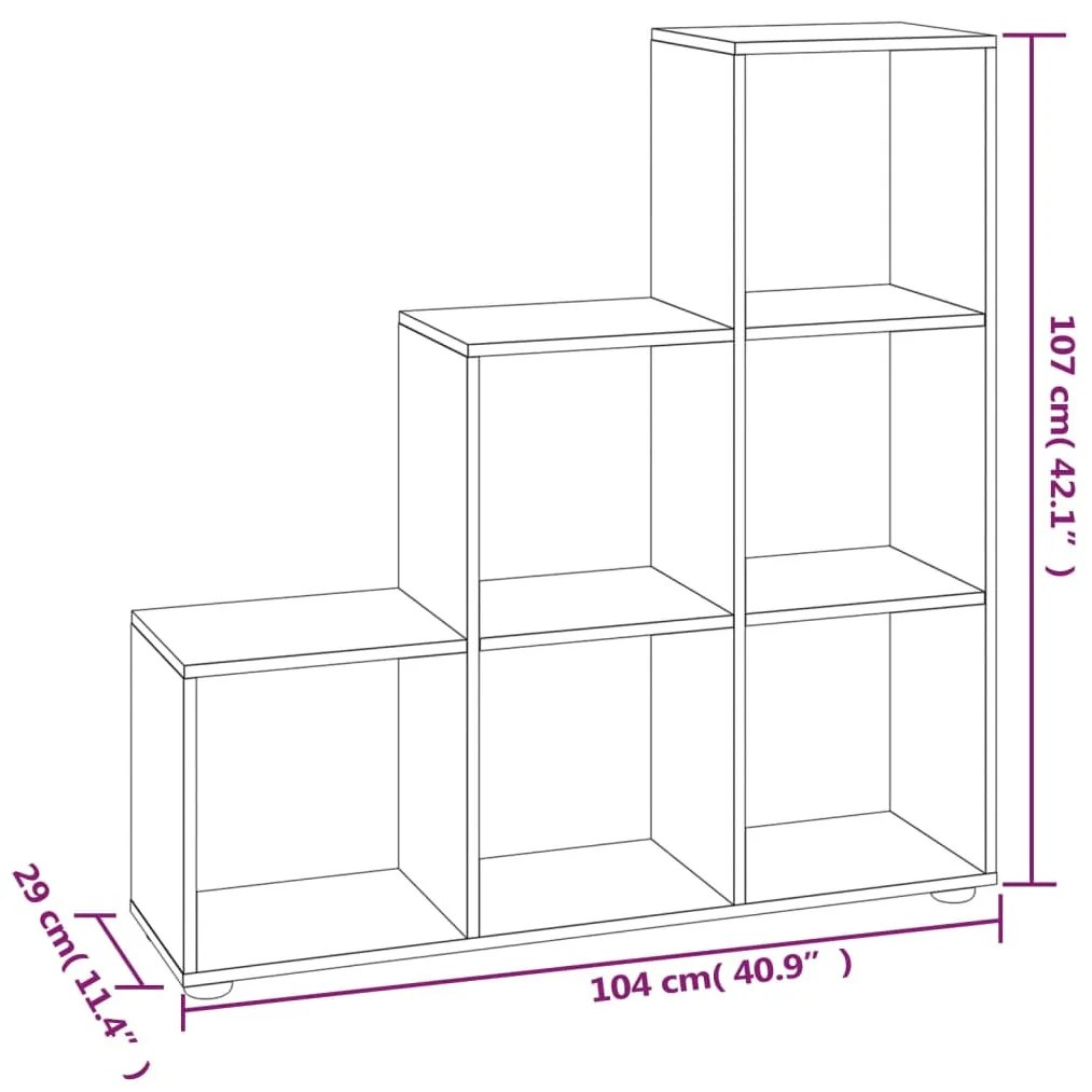 magasfényű fehér szerelt fa lépcsős könyvespolc 142 cm