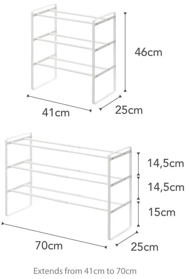 Maebashi fehér cipőtartó, 3 szintes - YAMAZAKI
