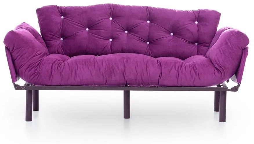 Kanapéágy Nitta Triple, Futon, 3 ülőhely, 225x70 cm, fém, lila