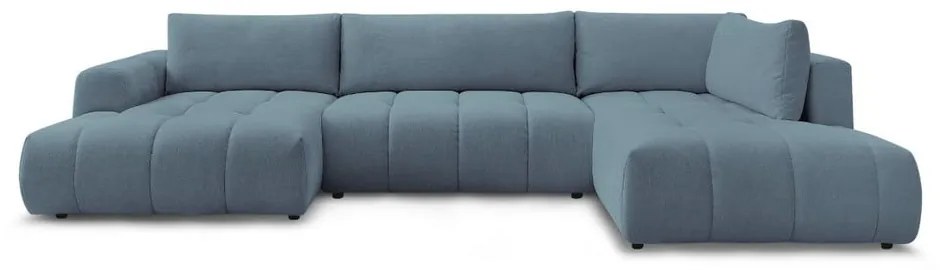 Kék kinyitható-tárolóhelyes sarokkanapé (jobb oldali-U alakú) Fuji – Bobochic Paris