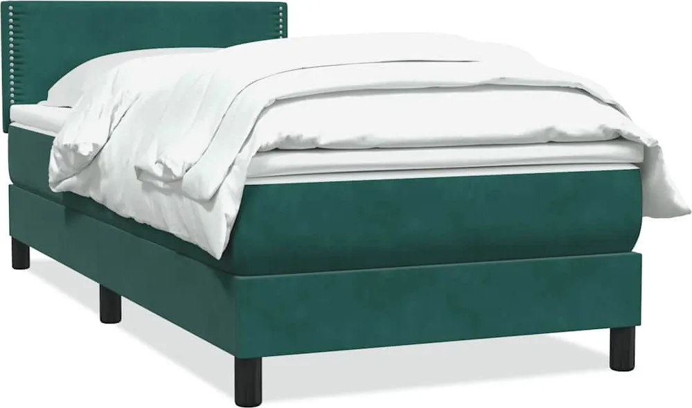 vidaXL sötétzöld bársony rugós ágy matraccal 80x220 cm
