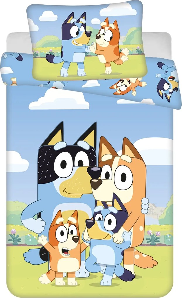 Ágyneműhuzat 100x135 Bluey Kutyás kék párnahuzat 40x60