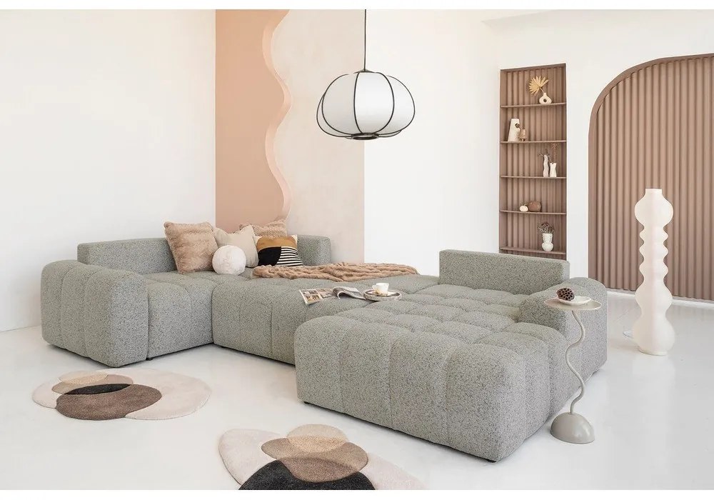 Világosbarna kinyitható tárolóhelyes moduláris sarokkanapé (bal oldali) Lulu – Miuform