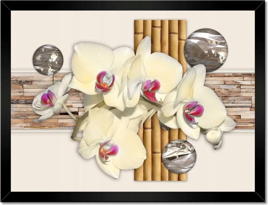 Poszterek keretben 40x30 Virágmintás bambusz