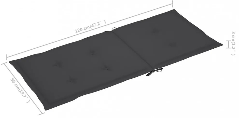 2 db antracit szövet magas háttámlájú székpárna 120x50x3 cm