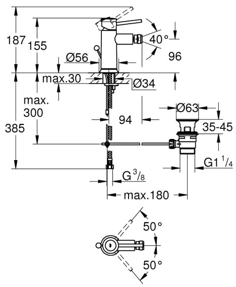 GROHE 23785000 - START CLASSIC bidé csaptelep, fényes króm