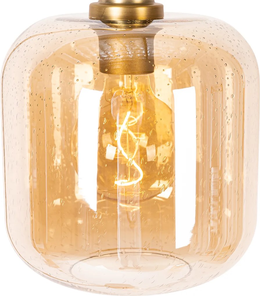 Okos állólámpa fekete sárgarézzel és borostyánszínű üveggel, WiFi G95-tel - Zuzanna