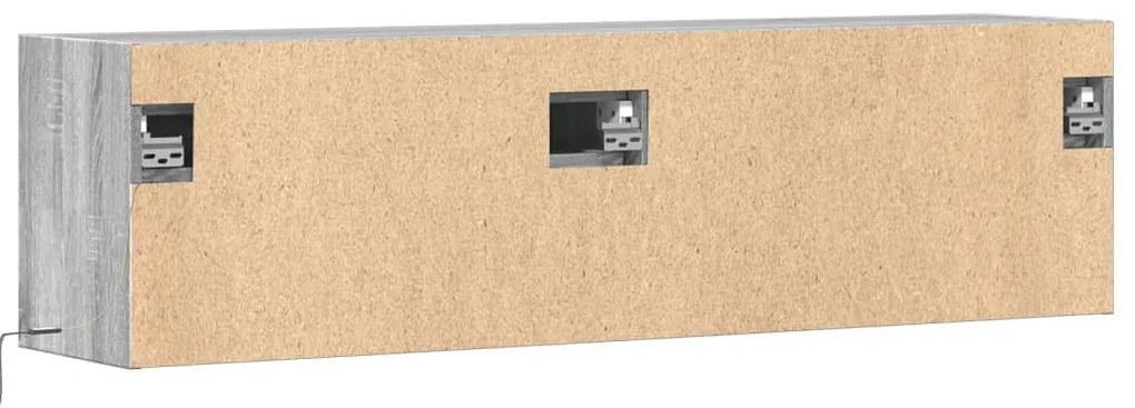 szürke sonoma színű fali TV-szekrény LED-ekkel 140 x 31 x 38 cm