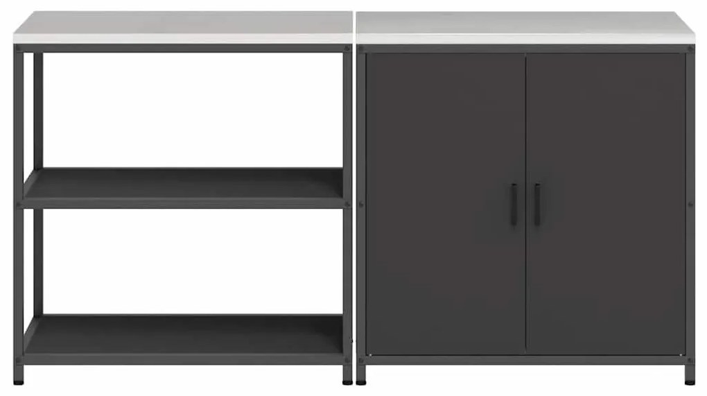 Konyhai Tároló Készlet polcokkal 2 pcs Fekete 180 x 50 x 92 cm