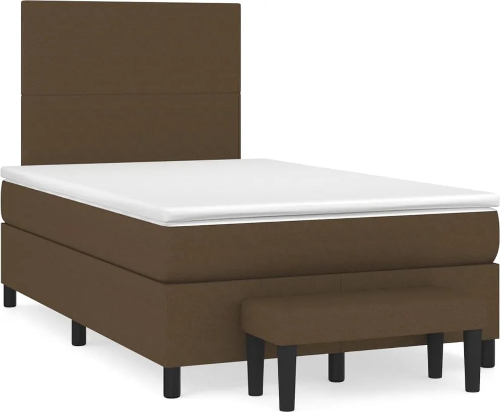 vidaXL sötétbarna szövet rugós ágy matraccal 120 x 200 cm