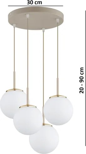 Brilagi - Zsinóros függeszték MILO ECRU 4xE27/60W/230V bézs/arany