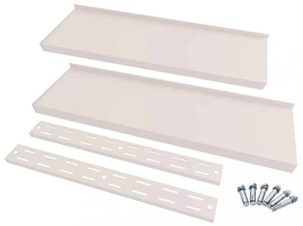 2 db kétszintes rozsdamentes acél fali polc 300 x 30 cm