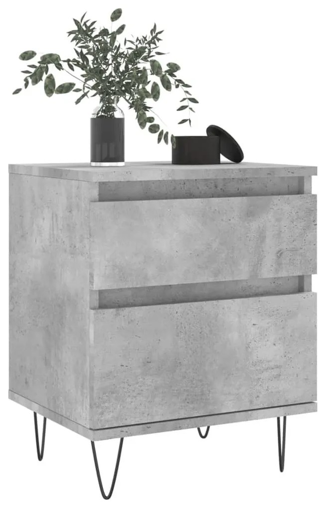 2 db betonszürke szerelt fa éjjeliszekrény 40 x 35 x 50 cm