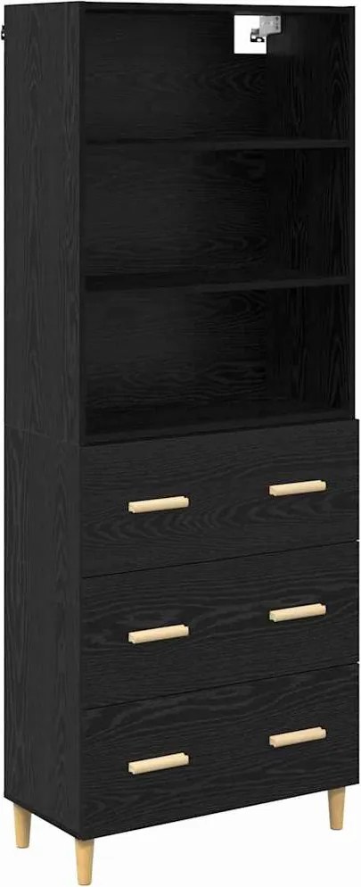 vidaXL Magasfiú fiókkal Fekete tölgy 69,5 x 32,5 x 180 cm Faanyag