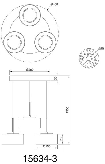 Globo 15634-3 - LED Csillár zsinóron FOGSY 3xLED/8W/230V
