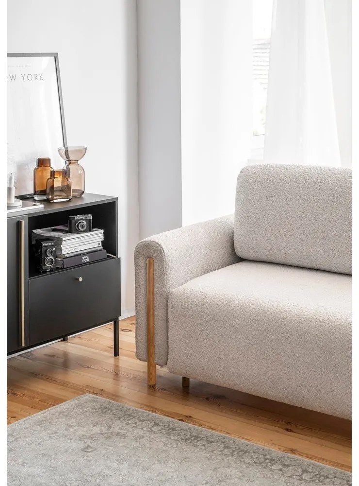 Bézs buklé kinyitható-tárolóhelyes kanapé 244 cm Arcadova – ELTAP