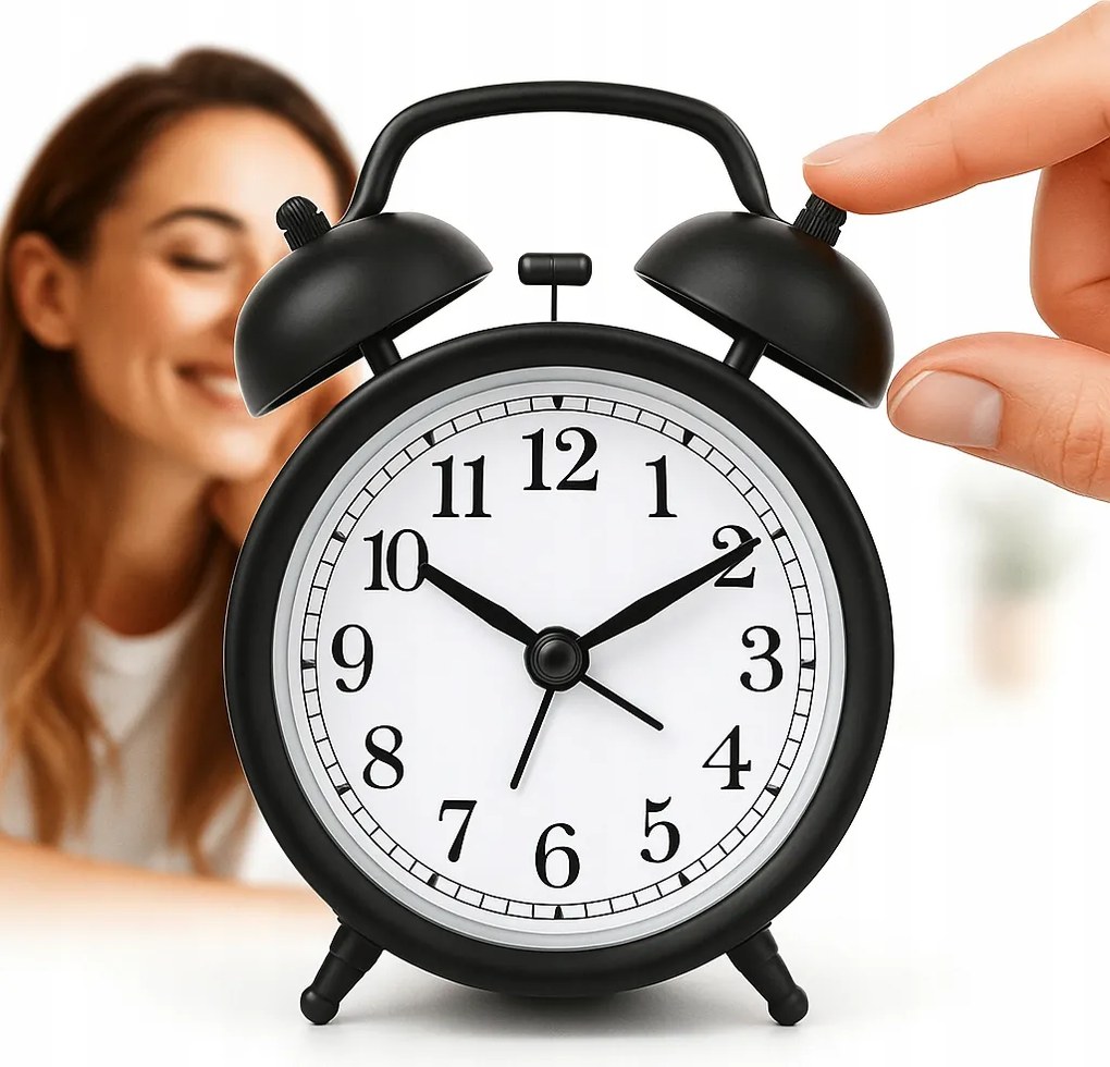 Ébresztőóra Retro Klasszikus Fekete Karóra Hangos Álló Riasztó Üllő Fekete