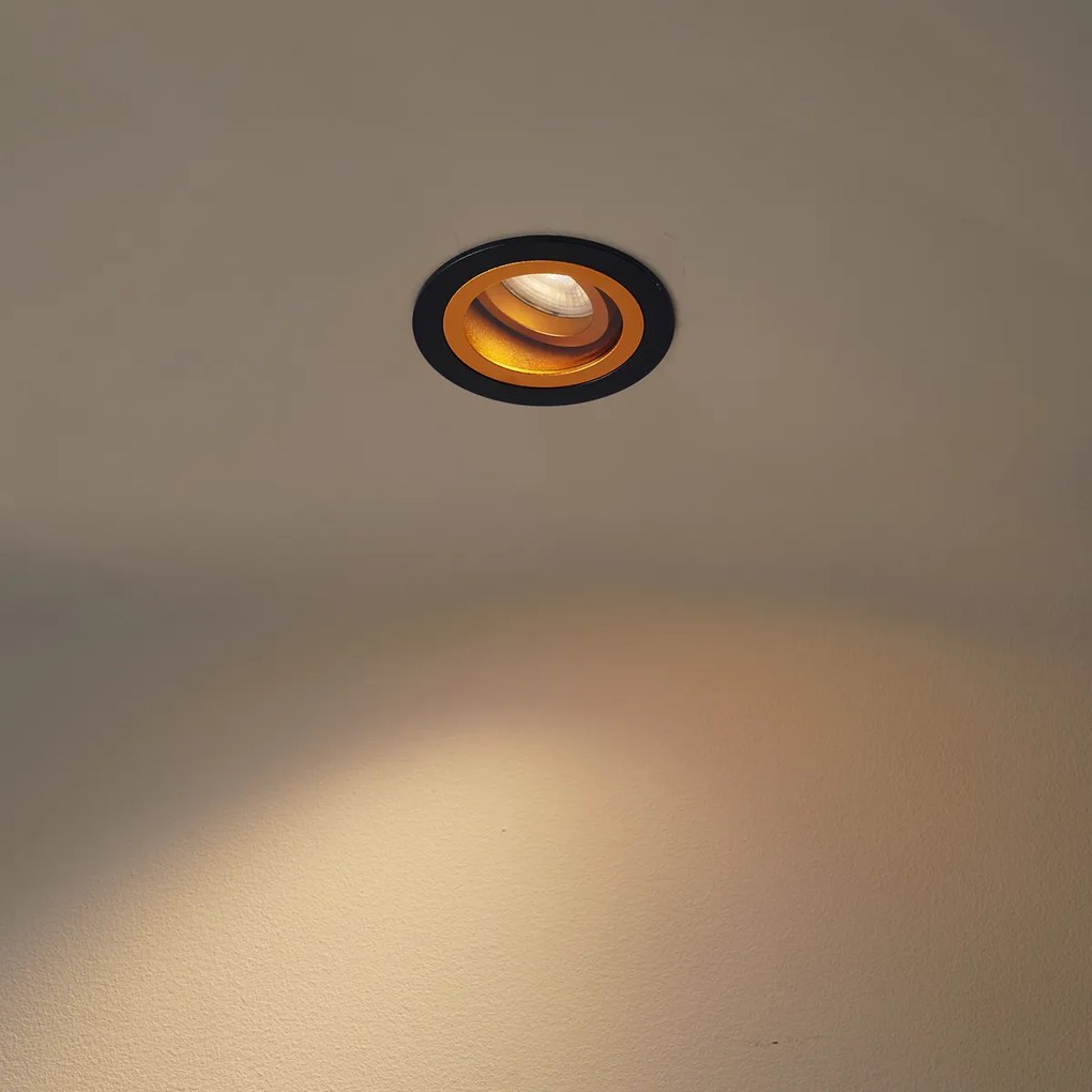 Modern süllyesztett spotlámpa fekete arannyal, forgatható és dönthető IP44 - Chuck