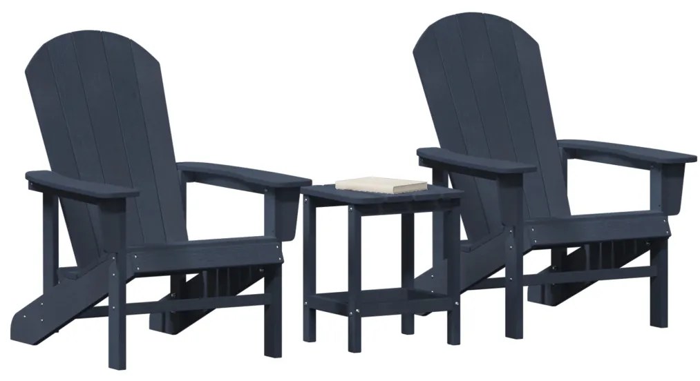 3 Részes Kerti Lounge Készlet Tengerészkék HDPE
